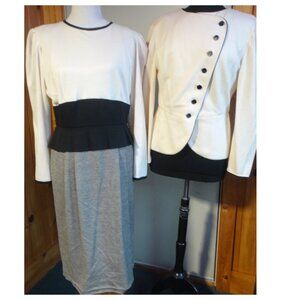 Vintage LOUIS FERAUD Dress/Blazer wool Suit Set Size 12/14 GERMANY Made